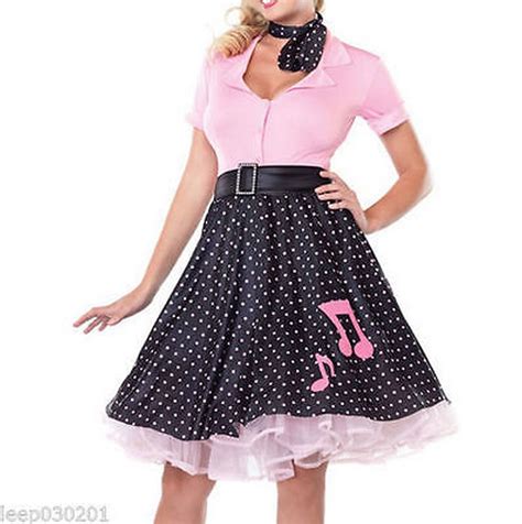 Ladies 50's Rock 'N' Roll Costume Adults 1950s Fancy Dress Poodle ...