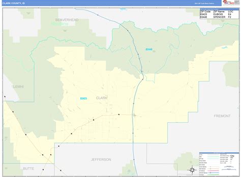 Clark County, ID Zip Code Wall Map Basic Style by MarketMAPS - MapSales