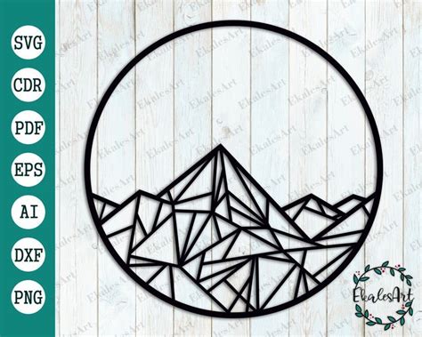 Mountains SVG, Mountains in a Circle Svg, Mountain Polygonal Svg Clipart, Mountains Scene ...