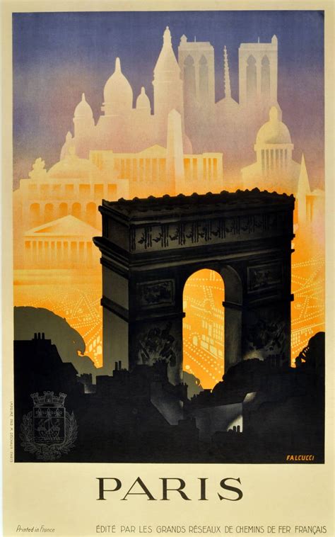 Robert Falcucci - Paris: original vintage 1930s art deco travel poster by Robert Falcucci at ...