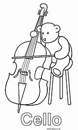 Cello Coloring Pages Printable Instruments Musical Sketch Page sketch template