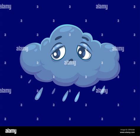 Cartoon cute rainy cloud weather character with rain droplets falling ...