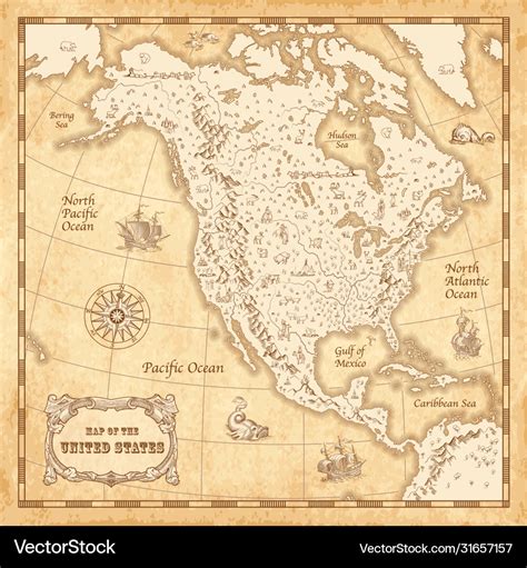 Vintage north america map Royalty Free Vector Image