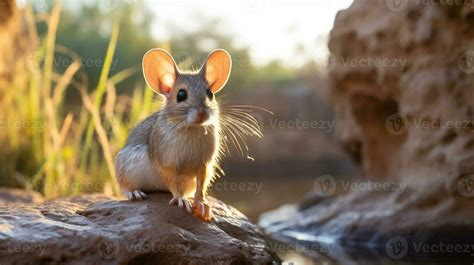 Close-up photo of a Jerboa looking in their habitat. Generative AI ...