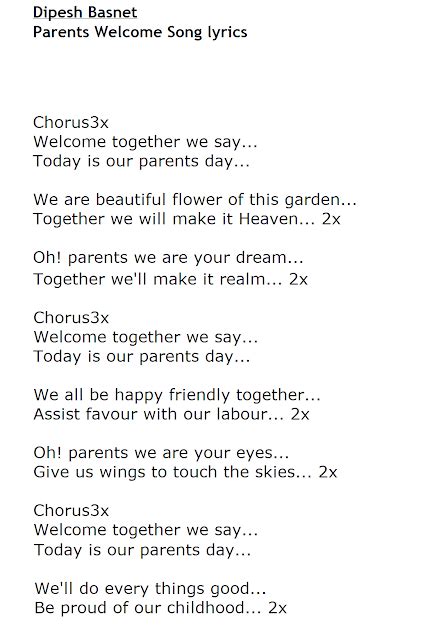 Welcome song for parents day | Best Holiday Pictures