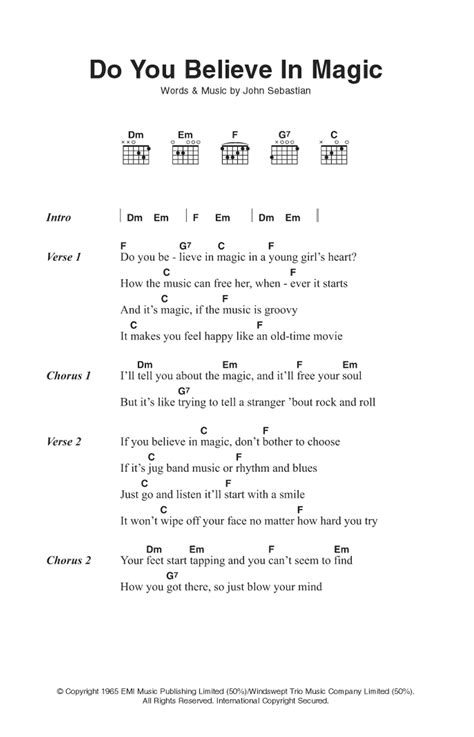 Do You Believe In Magic by The Lovin' Spoonful - Guitar Chords/Lyrics ...