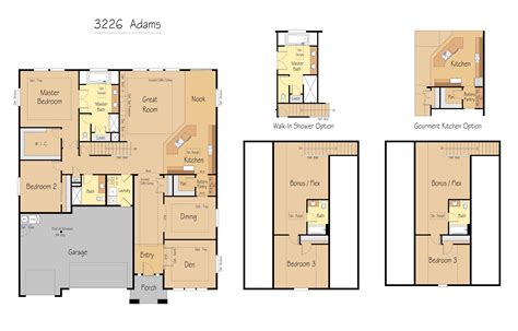 The Adams features 3226 SF of living space with 3 bedrooms, 3 bathrooms ...