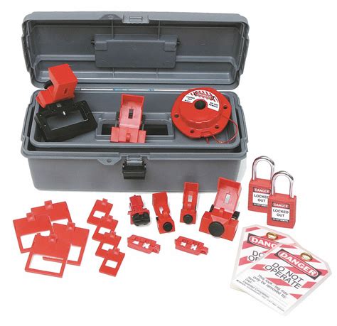 BRADY Portable Lockout Kit, Filled, Electrical Lockout, Tool Box, Gray - 15Y541|99307 - Grainger