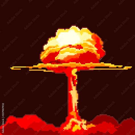 Pixel nuclear bomb. Nuclear explosion. Pixel art 8 bit vector. Game ...