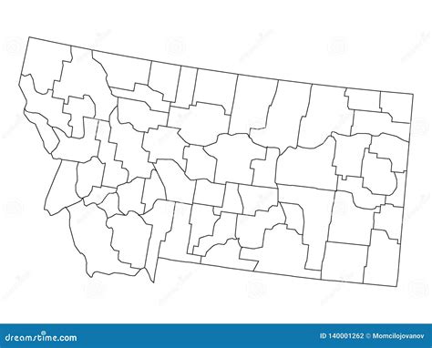 Counties Map of US State of Montana Stock Vector - Illustration of ...