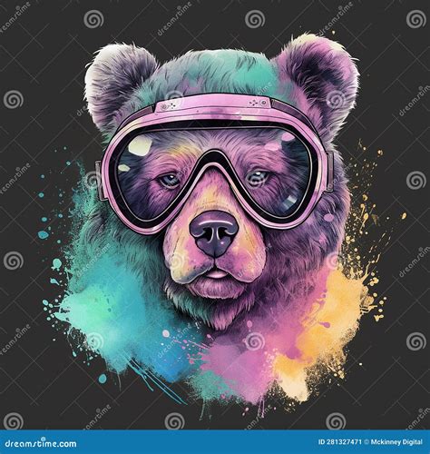 Bear Wearing Goggles Closeup Working Aviator Pilot. Created Using Ai ...