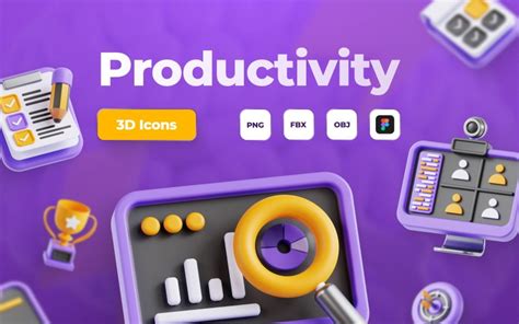 3D Productivity Icon Pack #341029 - TemplateMonster