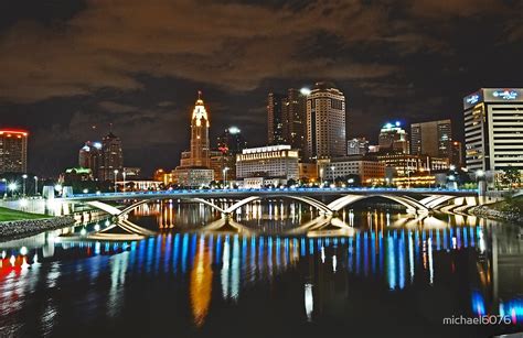 "Columbus skyline at night - Columbus, Ohio" by michael6076 | Redbubble