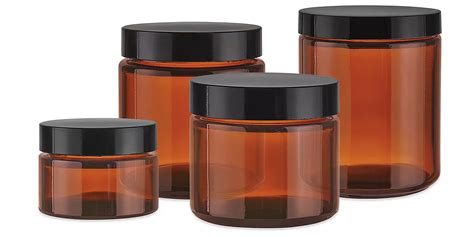 Amber Straight-Sided Glass Jars in Stock - ULINE