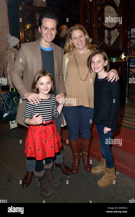 London, UK. 4th December 2013. Andrew Scott and his family arrive at Stock Photo, Royalty Free ...