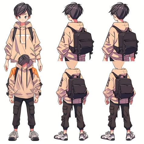 Premium AI Image | Trendy Anime Boy Character Turnaround Concept Art ...