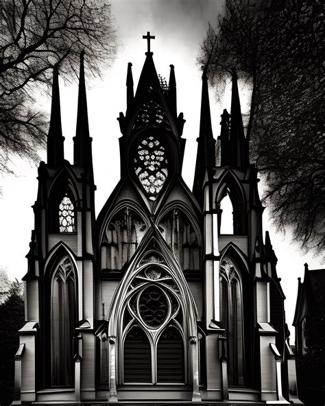 8k Dark Gothic Church Exterior with Spires · Creative Fabrica