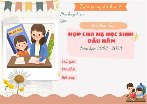 Giấy mời họp phụ huynh 2022-2023 đẹp