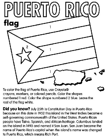 Puerto Rico on crayola.com | Flag coloring pages, Puerto rico flag ...