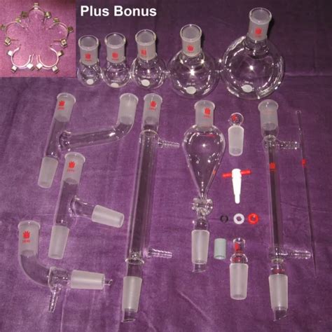 NEW ORGANIC CHEMISTRY Lab Glassware Kit 24/40 with Metal Clips $365.00 - PicClick