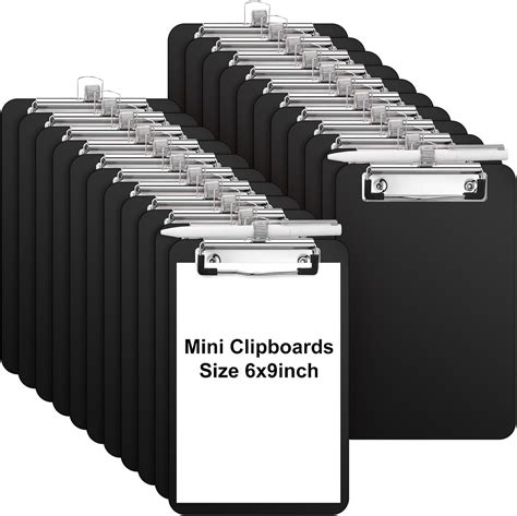 Amazon.com : Sabary 24 Pack Bulk Mini Clipboards with Pen Holder Clip Black A5 Memo Clipboard ...