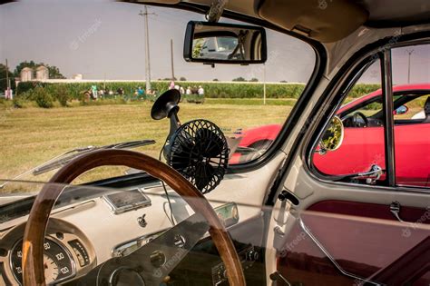 Premium Photo | Interior of a fiat 500 fully restored in view of a ...