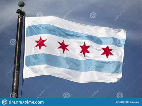 Chicago flag downtown stock image. Image of america - 180982211