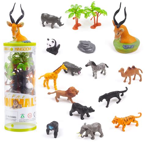 Buy UNIQUE KIDS Mini Wild Animals Figurine Creatures in Tube 15 pcs Set | Realistic Tiny Little ...