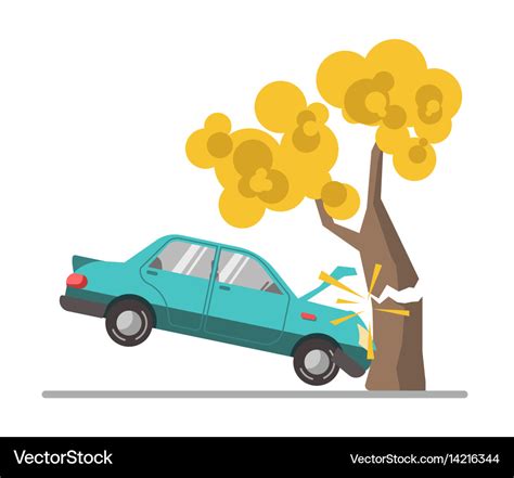 Car crash accident in tree flat Royalty Free Vector Image