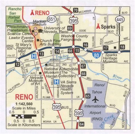 Map of Reno city, Nevada