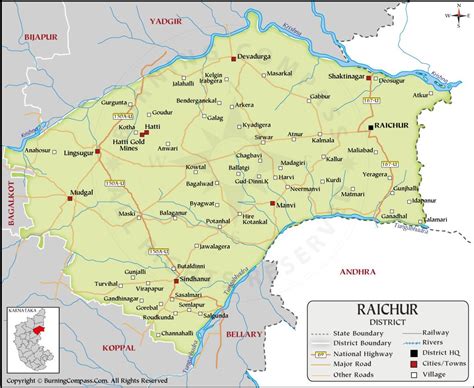 Raichur District Map, Karnataka, India