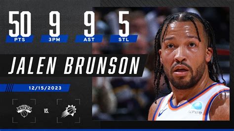 Jalen Brunson CAREER-HIGH 50 👏 Makes Knicks history in win vs. Suns ...