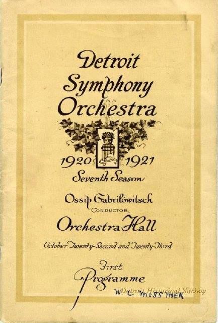 Detroit Symphony Orchestra programme 1920-21 | Symphony orchestra ...