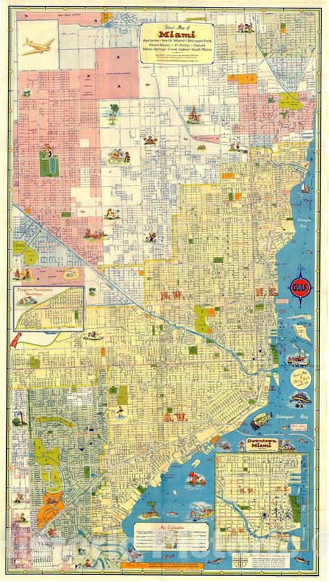 Historic Map : Street Map of Miami - North Miami - Biscayne Bark -- El ...