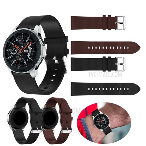 Textured Genuine Leather Watch Strap for Samsung Galaxy Watch 46mm – Black