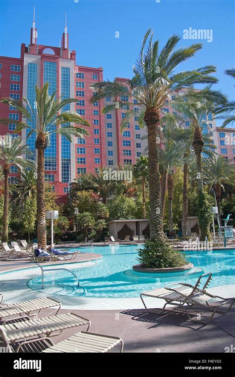 A pool at the Hilton Grand Vacations Club at the Flamingo in Las Vegas, near the Las Vegas Strip ...