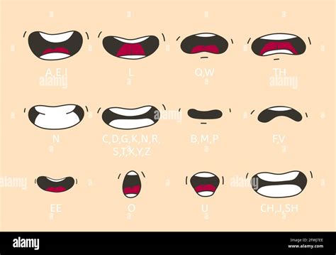 Cartoon talking mouth and lips expressions. Talking mouths lips for cartoon character animation ...