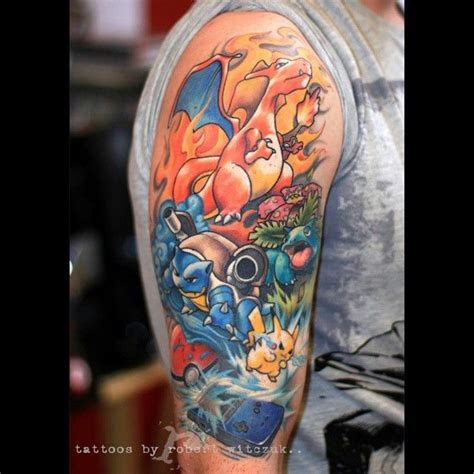 Gamerink on Instagram: “Amazing Pokemon sleeve done by @robertwitczuk. #tattoos #ink #sleeve # ...