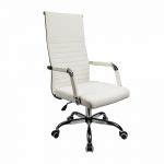 Furmax Ribbed Office Chair High Back PU Leather Executive Conference Chair Adjustable Swivel ...