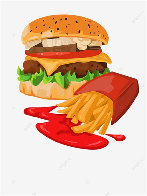 Dibujos Animados Hamburguesa Papas Fritas Png PNG ,dibujos Hamburguesas ...