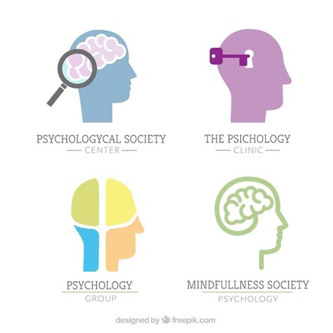 Free Vector | Psychology logos with human brain