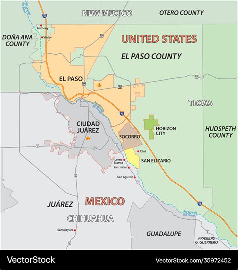 El paso county map united states Royalty Free Vector Image