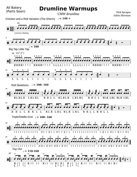 Drumline Warmups Sheet music | Musescore.com