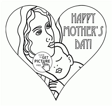 Heart Card for Mother's Day coloring page for kids, coloring pages printables free - Wuppsy.com ...