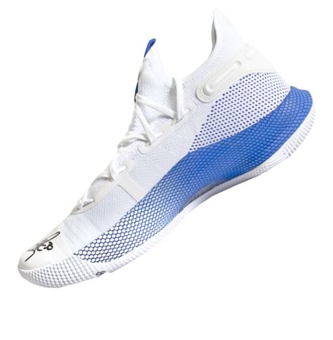 Stephen Curry Signed White and Blue Under Armour Curry 6 Basketball ...