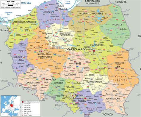 Detailed Clear Large Road Political Map of Poland - Ezilon Maps