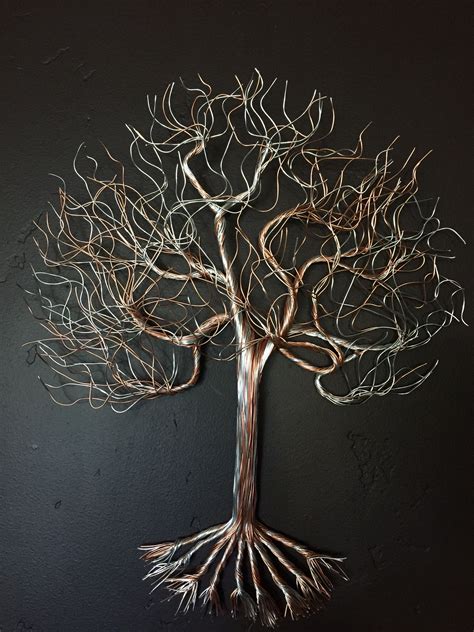 Copper and silver wire tree wall art | Wire wall art, Metal tree wall art, Metal tree