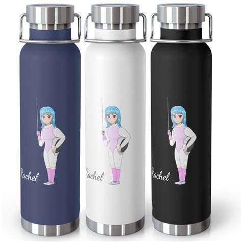 Anime Fencing Girl Water Bottle - Personalized Fencer's Gift