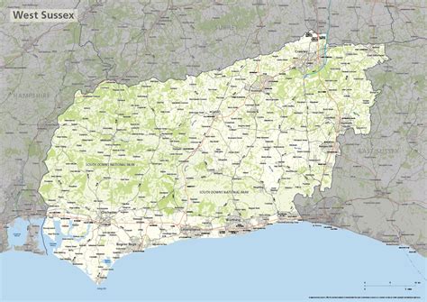 West Sussex county map – Maproom