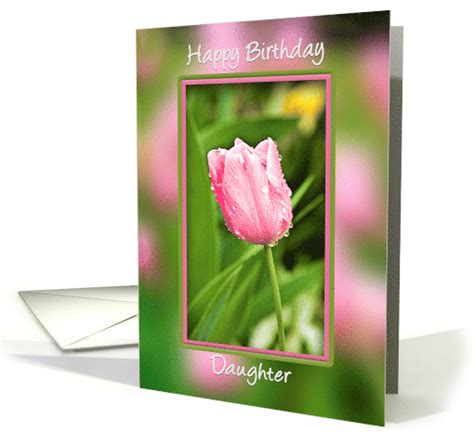 Birthday, Daughter, Pink Tulip with Raindrops card (422664)